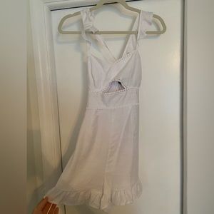White key hole linen romper